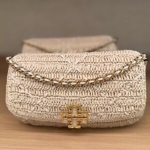 Tory Burch Cream Woven Crossbody Bag